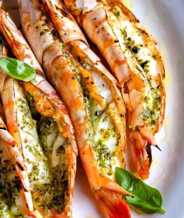 Gambas grelhadas pesto